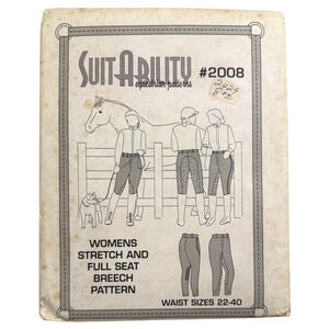 SuitAbility Pattern #2008 Women's Stretch and Full Seat Breech Sizes 22-40 UNCUT